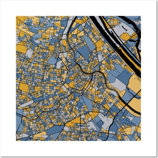 Vienna Map Pattern in Blue & Gold Posters and Art